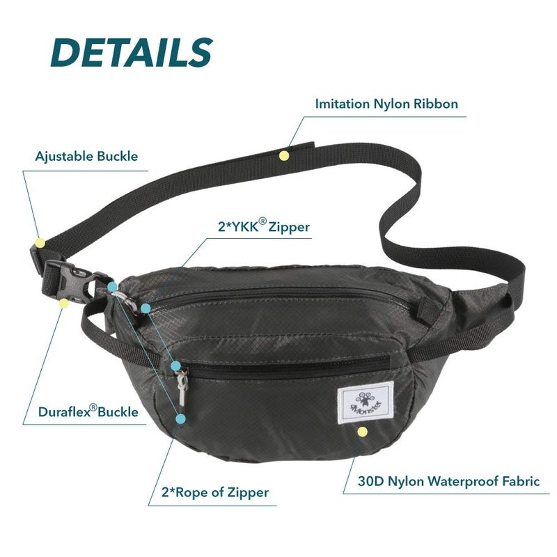 4Monster Hiking Waist Packs Portable,Water Resistant Fanny Pack Bags Lightweight with Adjustable Strap for Outdoor, Workout,Running,Hiking,Traveling,Biking,Camping and Fishing (Grey, 2L) - Image 2